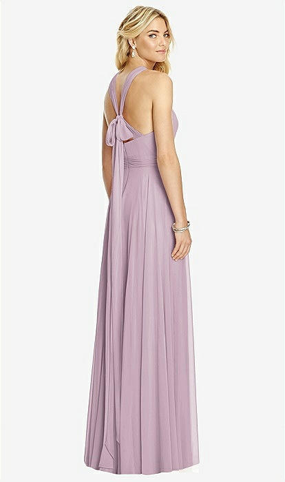 Plunging V-neck Criss Cross Strap Back Maxi Bridesmaid Dress