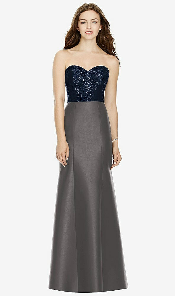 Front View - Caviar Gray & Midnight Navy Bella Bridesmaids Dress BB105