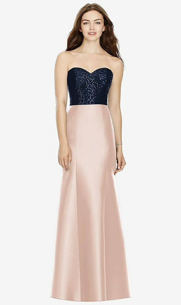 Front View - Cameo & Midnight Navy Bella Bridesmaids Dress BB105