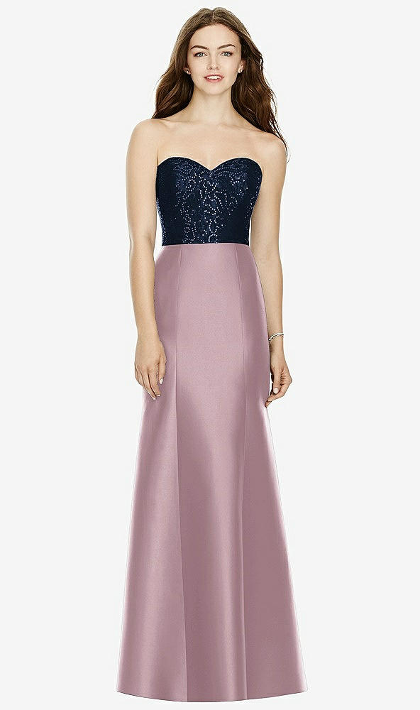 Front View - Dusty Rose & Midnight Navy Bella Bridesmaids Dress BB105