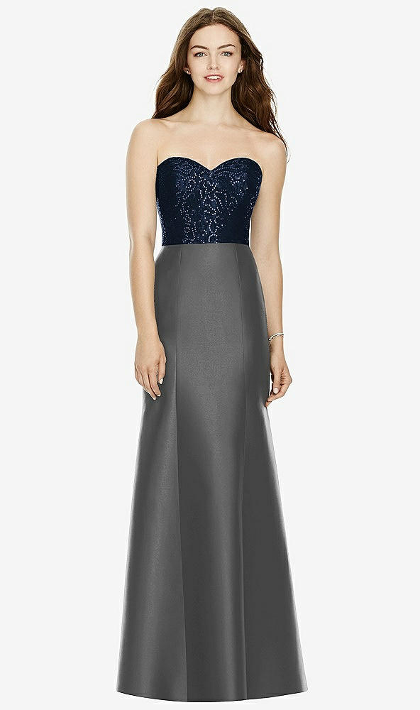 Front View - Gunmetal & Midnight Navy Bella Bridesmaids Dress BB105