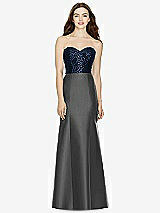 Front View Thumbnail - Pewter & Midnight Navy Bella Bridesmaids Dress BB105