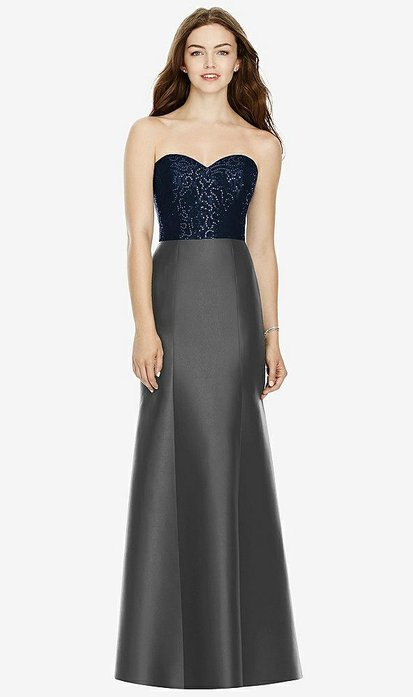 Front View - Pewter & Midnight Navy Bella Bridesmaids Dress BB105