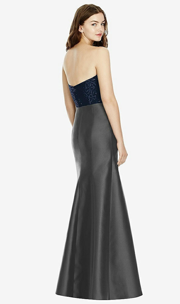 Back View - Pewter & Midnight Navy Bella Bridesmaids Dress BB105