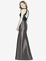 Rear View Thumbnail - Caviar Gray & Midnight Navy Studio Design Collection 4514 Full Length Halter V-Neck Bridesmaid Dress
