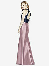 Rear View Thumbnail - Dusty Rose & Midnight Navy Studio Design Collection 4514 Full Length Halter V-Neck Bridesmaid Dress