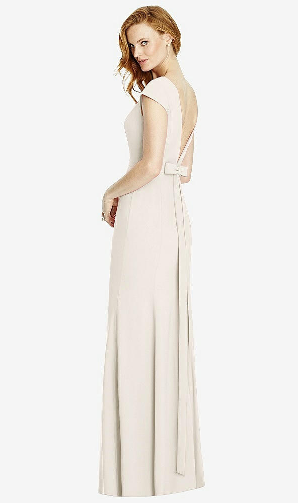 Front View - Ivory Bateau-Neck Cap Sleeve Open-Back Trumpet Gown