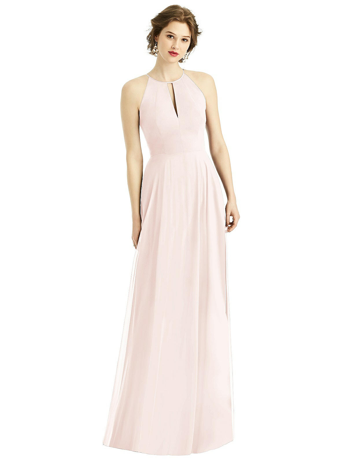 Halter Chiffon Max Bridesmaid Dresses with Pockets Dark Navy Plus Size