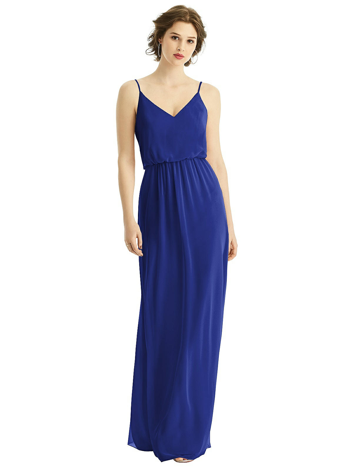 V-neck Blouson Bodice Chiffon Maxi Bridesmaid Dress In V-neck Blouson Bodice Chiffon Maxi Bridesmaid Dress In