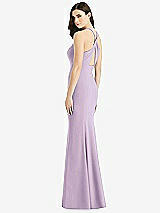 Front View Thumbnail - Pale Purple Criss Cross Twist Cutout Back Trumpet Gown
