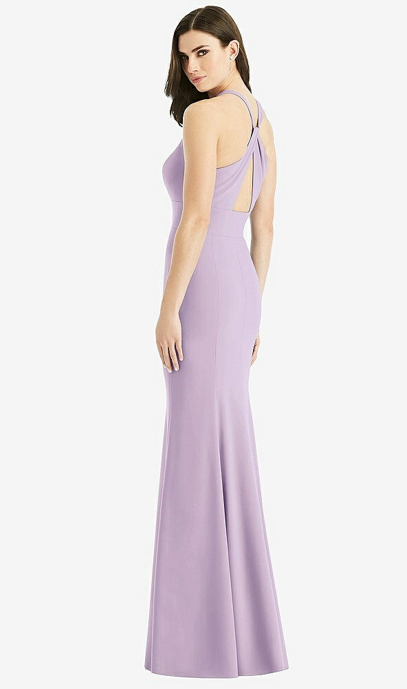 Front View - Pale Purple Criss Cross Twist Cutout Back Trumpet Gown