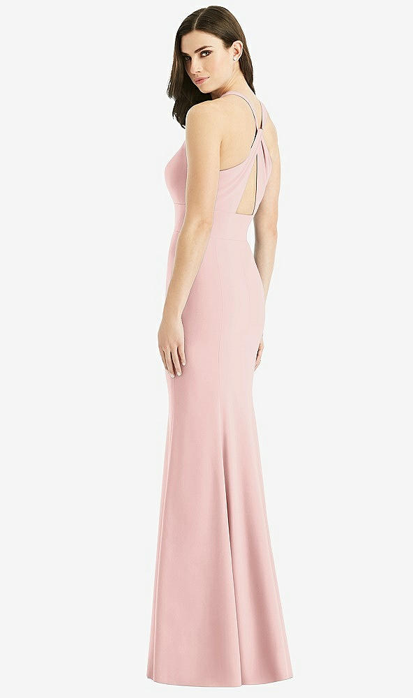 Front View - Rose Criss Cross Twist Cutout Back Trumpet Gown