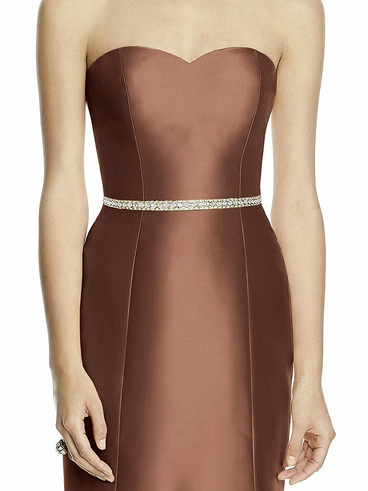 Front View - Cognac Beaded Sash for Style D742