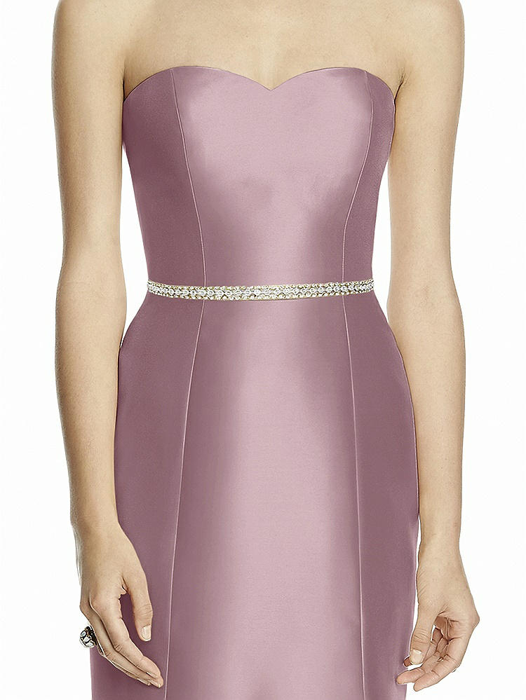 Front View - Dusty Rose Beaded Sash for Style D742