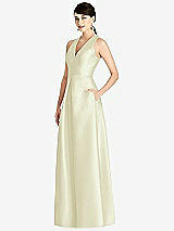Front View Thumbnail - Butter Yellow Sleeveless Open-Back Pleated Skirt Dress with Pockets