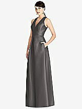 Front View Thumbnail - Caviar Gray Sleeveless Open-Back Pleated Skirt Dress with Pockets