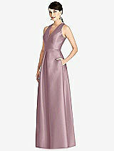 Front View Thumbnail - Dusty Rose Sleeveless Open-Back Pleated Skirt Dress with Pockets