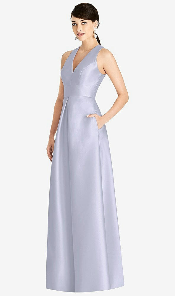 Front View - Silver Dove Sleeveless Open-Back Pleated Skirt Dress with Pockets