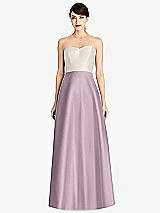 Front View Thumbnail - Suede Rose & Ivory Strapless A-Line Satin Dress with Pockets
