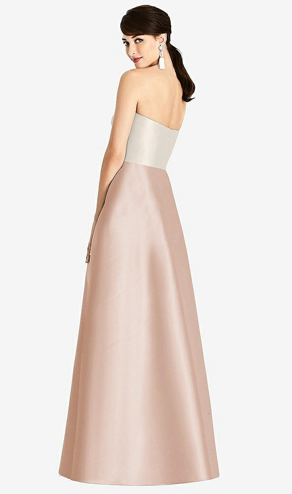 Back View - Cameo & Ivory Strapless A-Line Satin Dress with Pockets