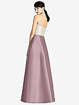 Rear View Thumbnail - Dusty Rose & Ivory Strapless A-Line Satin Dress with Pockets