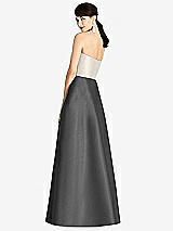 Rear View Thumbnail - Gunmetal & Ivory Strapless A-Line Satin Dress with Pockets