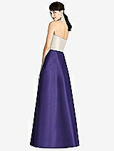 Rear View Thumbnail - Grape & Ivory Strapless A-Line Satin Dress with Pockets