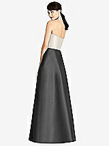 Rear View Thumbnail - Pewter & Ivory Strapless A-Line Satin Dress with Pockets
