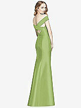 Rear View Thumbnail - Mojito Off-the-Shoulder Criss Cross Back Satin Dress