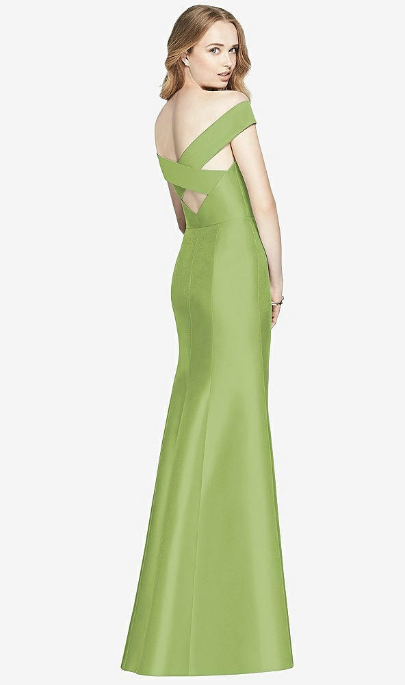 Back View - Mojito Off-the-Shoulder Criss Cross Back Satin Dress