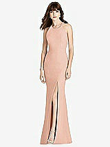 Front View Thumbnail - Pale Peach Criss Cross Open-Back Trumpet Gown
