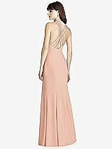 Rear View Thumbnail - Pale Peach Criss Cross Open-Back Trumpet Gown