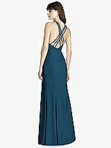 Rear View Thumbnail - Atlantic Blue Criss Cross Open-Back Trumpet Gown