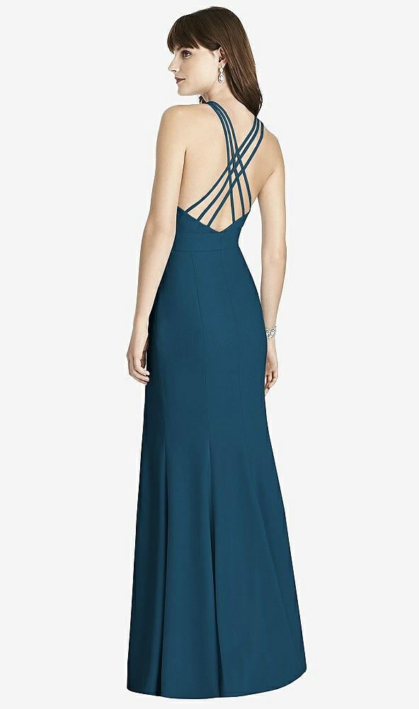 Back View - Atlantic Blue Criss Cross Open-Back Trumpet Gown