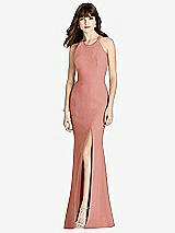 Front View Thumbnail - Desert Rose Criss Cross Open-Back Trumpet Gown