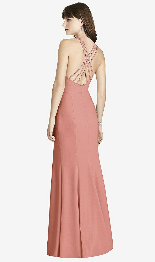 Back View - Desert Rose Criss Cross Open-Back Trumpet Gown