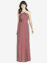 Front View Thumbnail - Rosewood Jeweled Twist Halter Maxi Dress