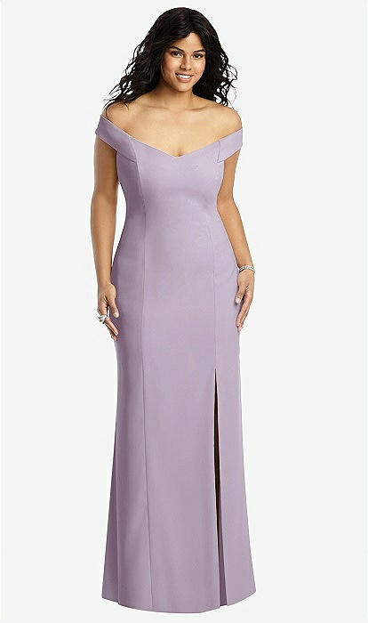 Off-the-shoulder Criss Cross Back Trumpet Bridesmaid Dress