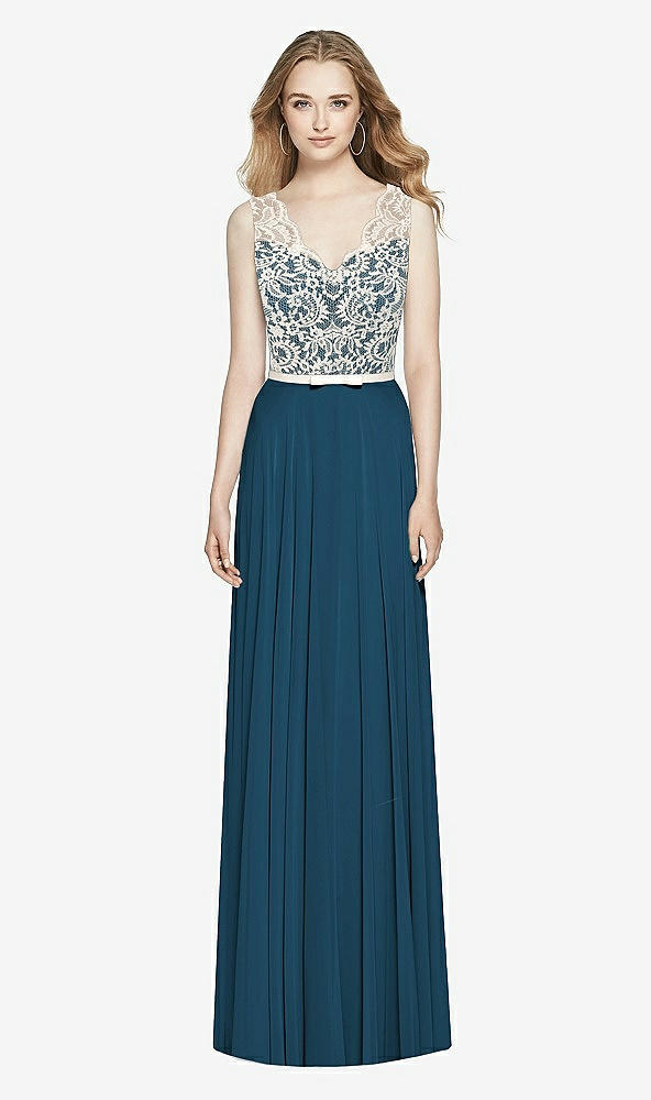 Front View - Atlantic Blue & Ivory After Six Bridesmaid Dress 6773