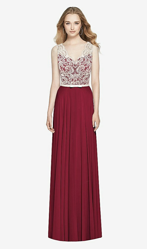 Front View - Burgundy & Ivory After Six Bridesmaid Dress 6773