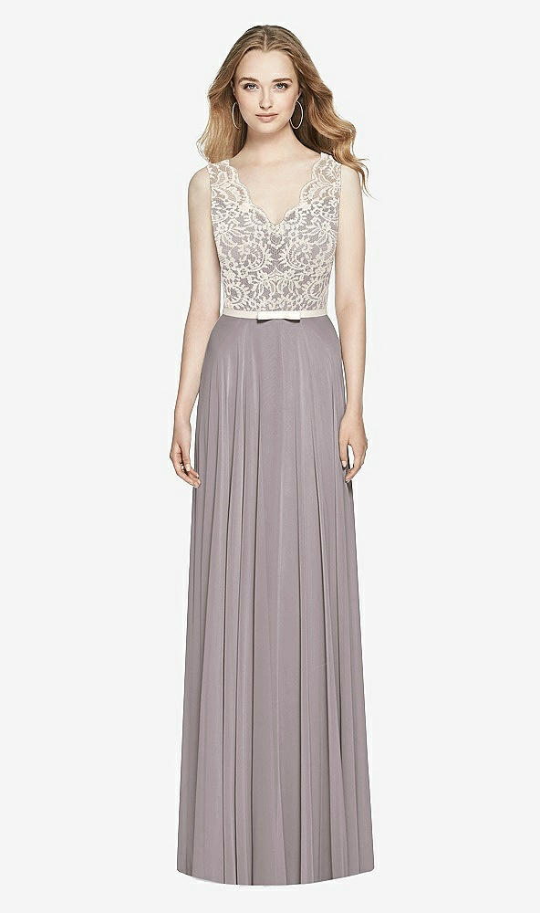 Front View - Cashmere Gray & Ivory After Six Bridesmaid Dress 6773