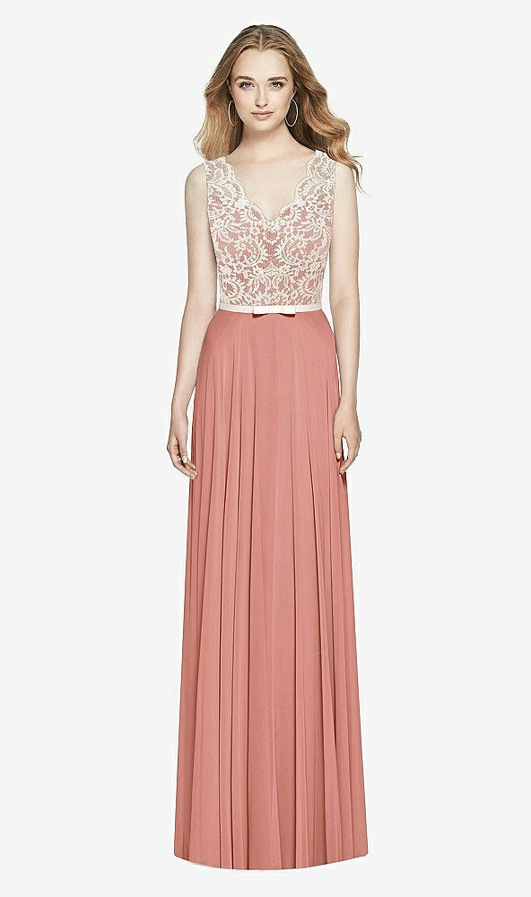 Front View - Desert Rose & Ivory After Six Bridesmaid Dress 6773