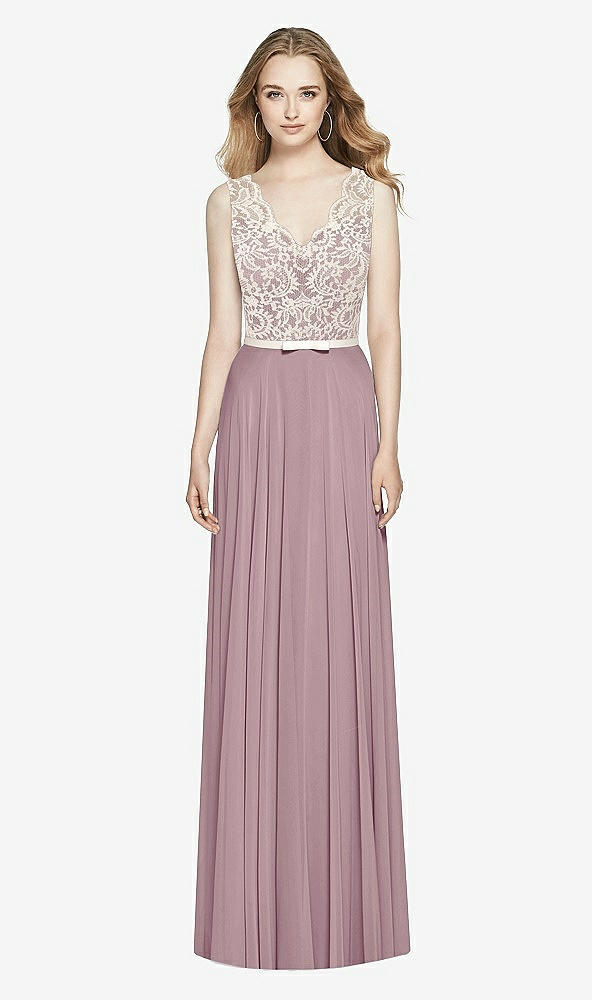 Front View - Dusty Rose & Ivory After Six Bridesmaid Dress 6773