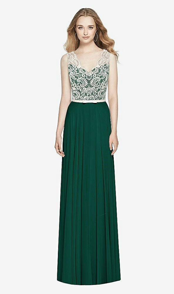 Front View - Hunter Green & Ivory After Six Bridesmaid Dress 6773
