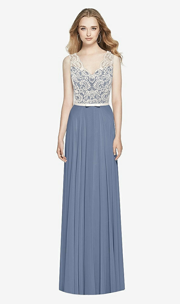 Front View - Larkspur Blue & Ivory After Six Bridesmaid Dress 6773