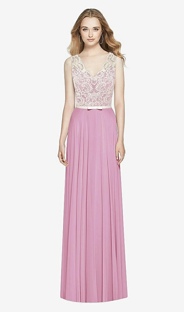 Front View - Powder Pink & Ivory After Six Bridesmaid Dress 6773