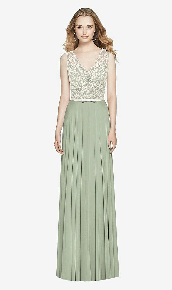 Front View - Sage & Ivory After Six Bridesmaid Dress 6773
