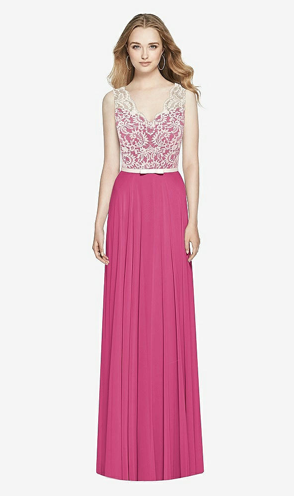 Front View - Tea Rose & Ivory After Six Bridesmaid Dress 6773