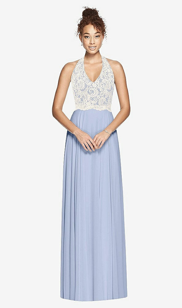 Front View - Sky Blue & Ivory Studio Design Bridesmaid Dress 4530