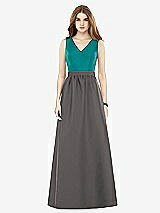 Front View Thumbnail - Caviar Gray & Jade Alfred Sung Bridesmaid Dress D752